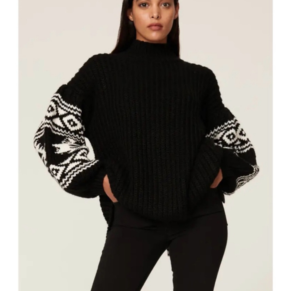 Sachin & Babi Griffin Bicolor Knit Sweater Black Tie Back Women's Size Medium